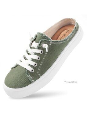 Women's Canvas Mule Slip-On Sneakers Open Toe Backless Shoes